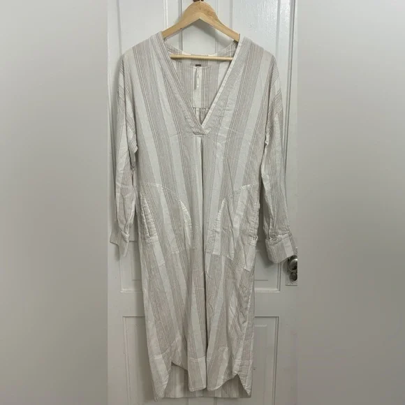 Free People Yumi Long Sleeve V-Neck Dress Midi Dress Size Small - Picture 4 of 11